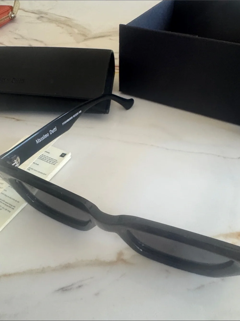 Massimo Dutti Black Rectangular Sunglasses with Dark Lenses